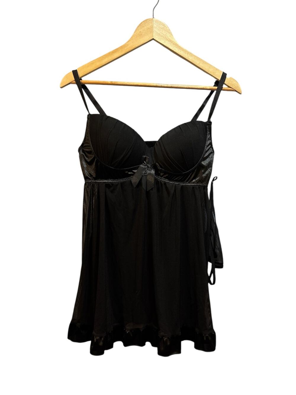Lovers Lane black babydoll lingerie top and thong panties. Size M/L, NWT